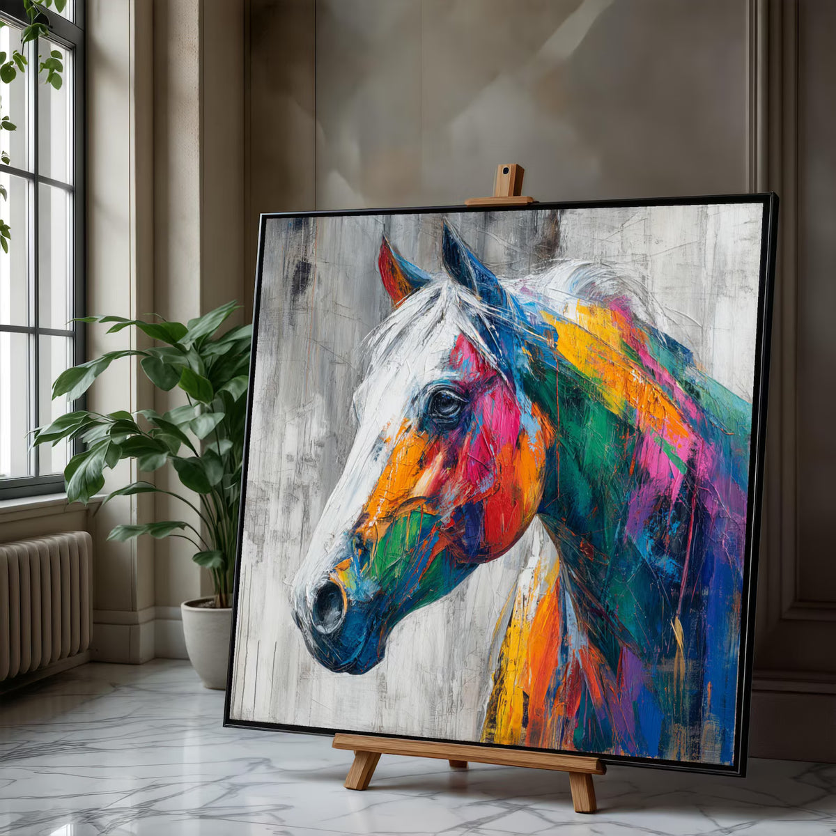 Chromatic Spirit – Colorful Horse Oil Painting#yy721142