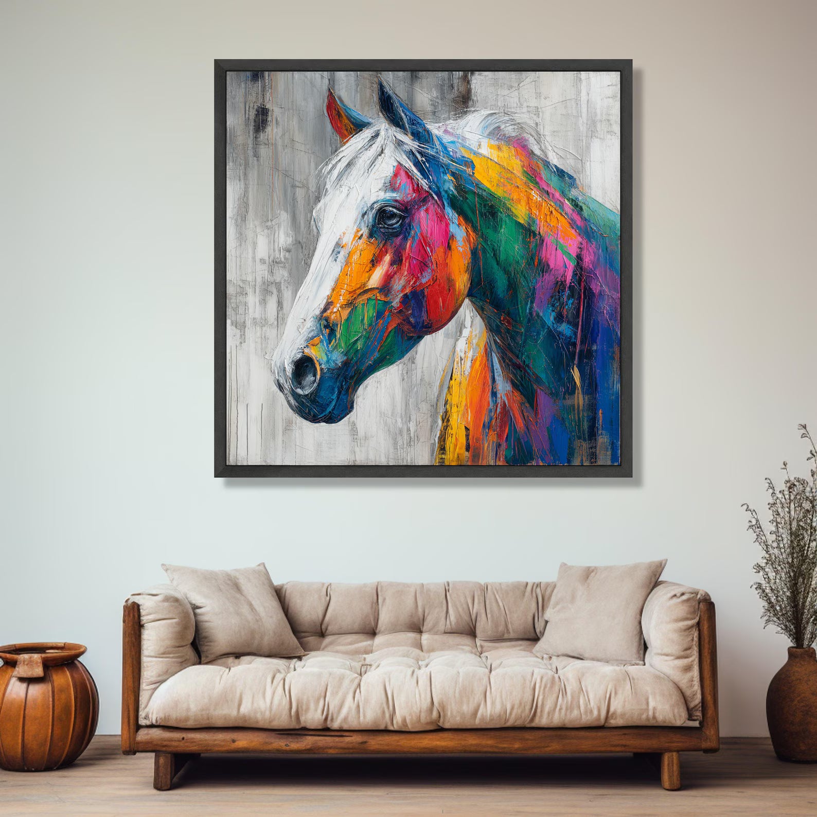 Chromatic Spirit – Colorful Horse Oil Painting#yy721142