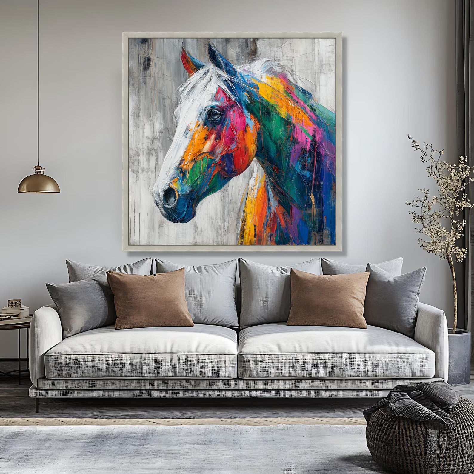 Chromatic Spirit – Colorful Horse Oil Painting#yy721142
