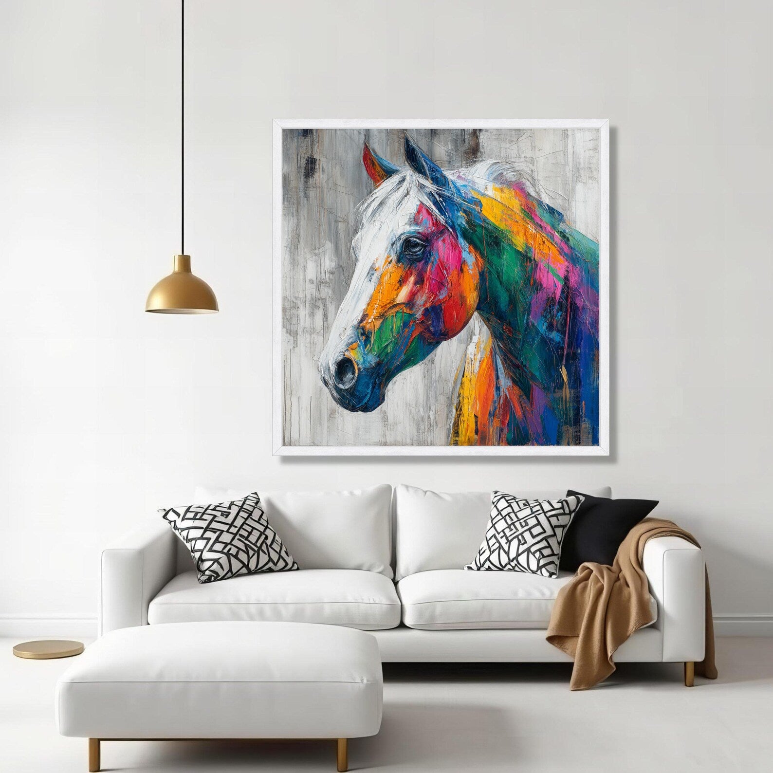 Chromatic Spirit – Colorful Horse Oil Painting#yy721142