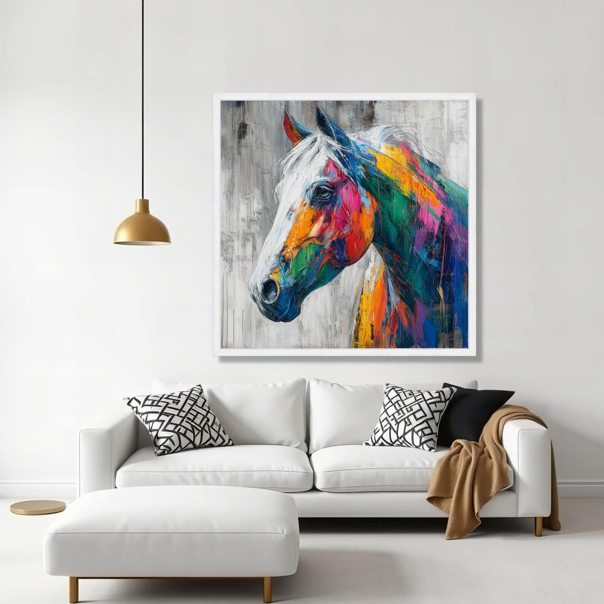 Chromatic Spirit – Colorful Horse Oil Painting#yy721142