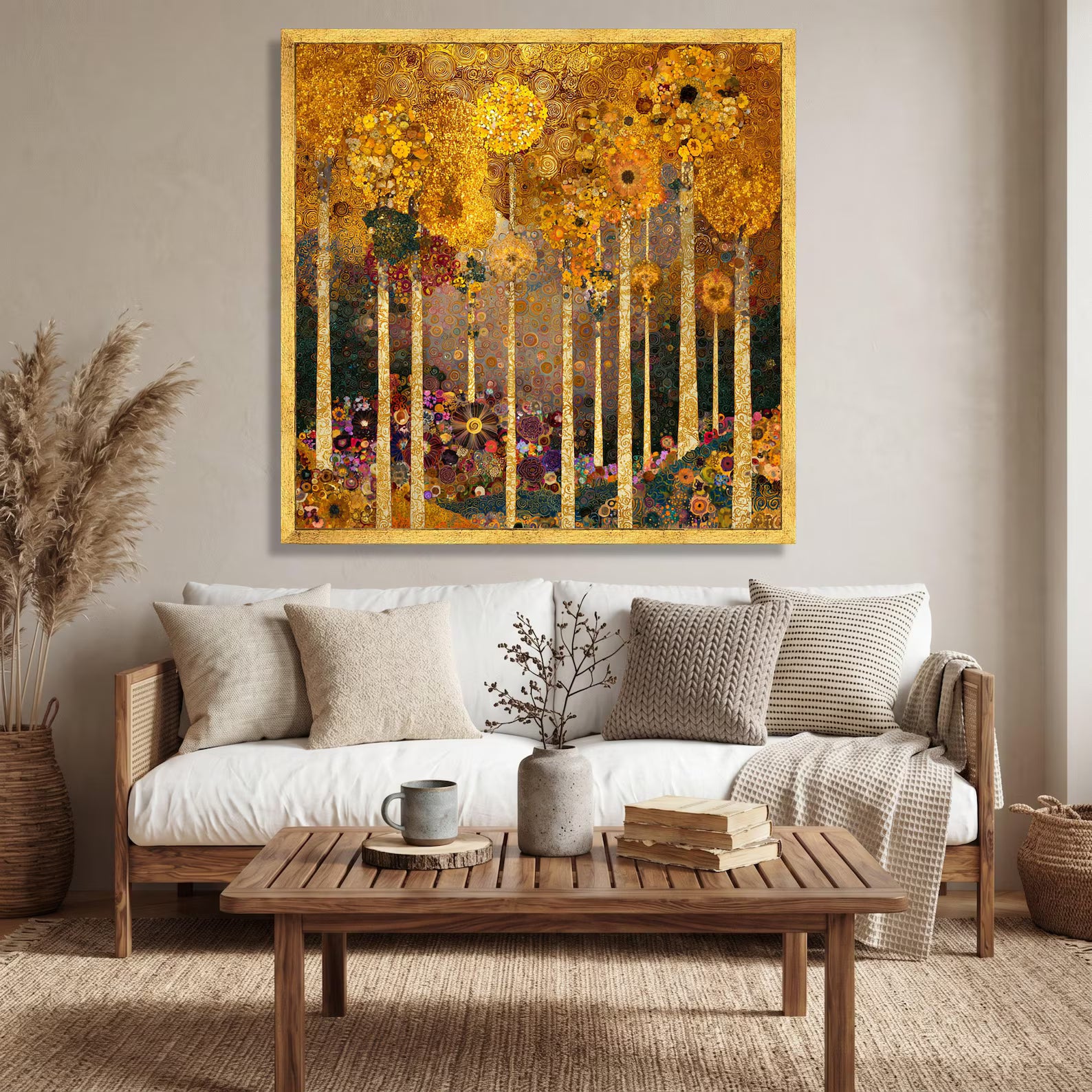 Golden Forest – Textured Landscape Oil Painting#yy721146
