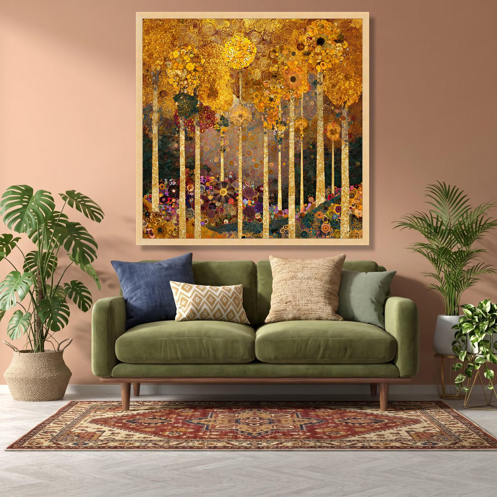 Golden Forest – Textured Landscape Oil Painting#yy721146