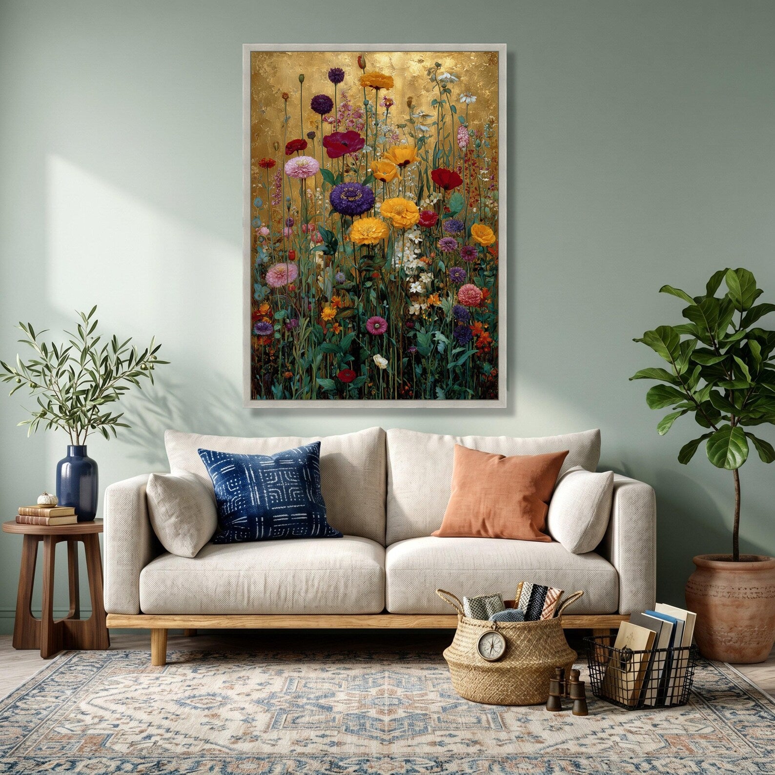 Vintage Floral Garden Wall Art – Botanical Canvas Painting#yy721147