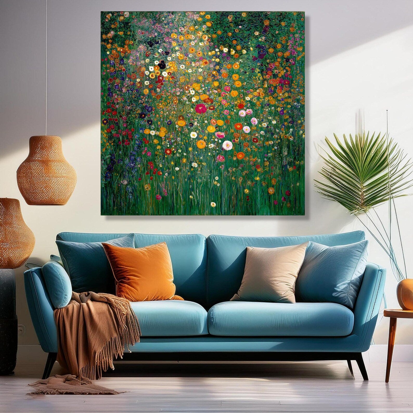 Secret Wildflower Garden – Colorful Floral Oil Painting#yy721149