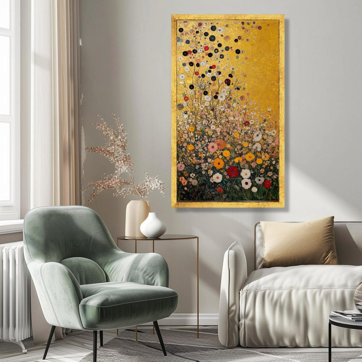Golden Meadow Rising – Wildflower Oil Painting#yy721150