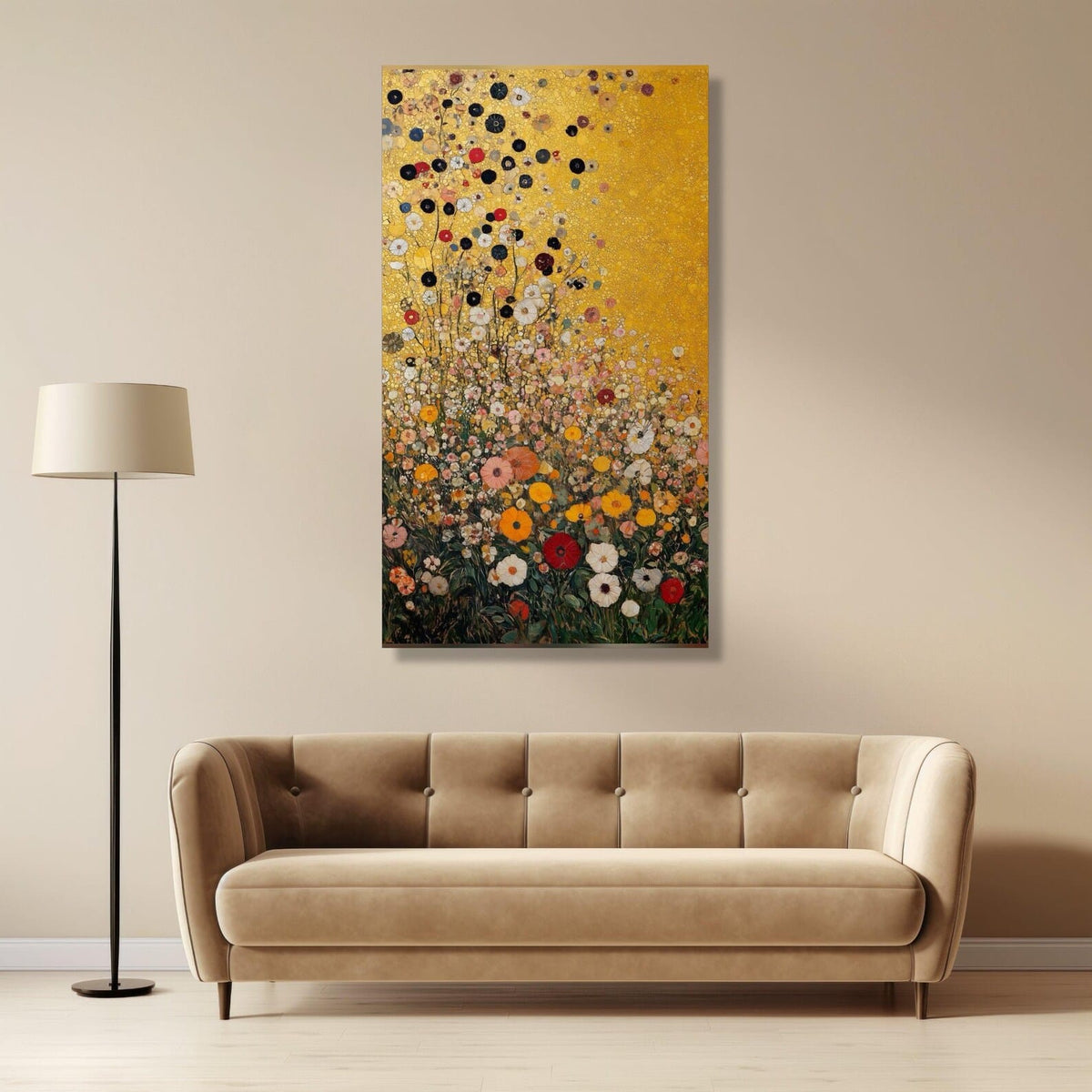 Golden Meadow Rising – Wildflower Oil Painting#yy721150