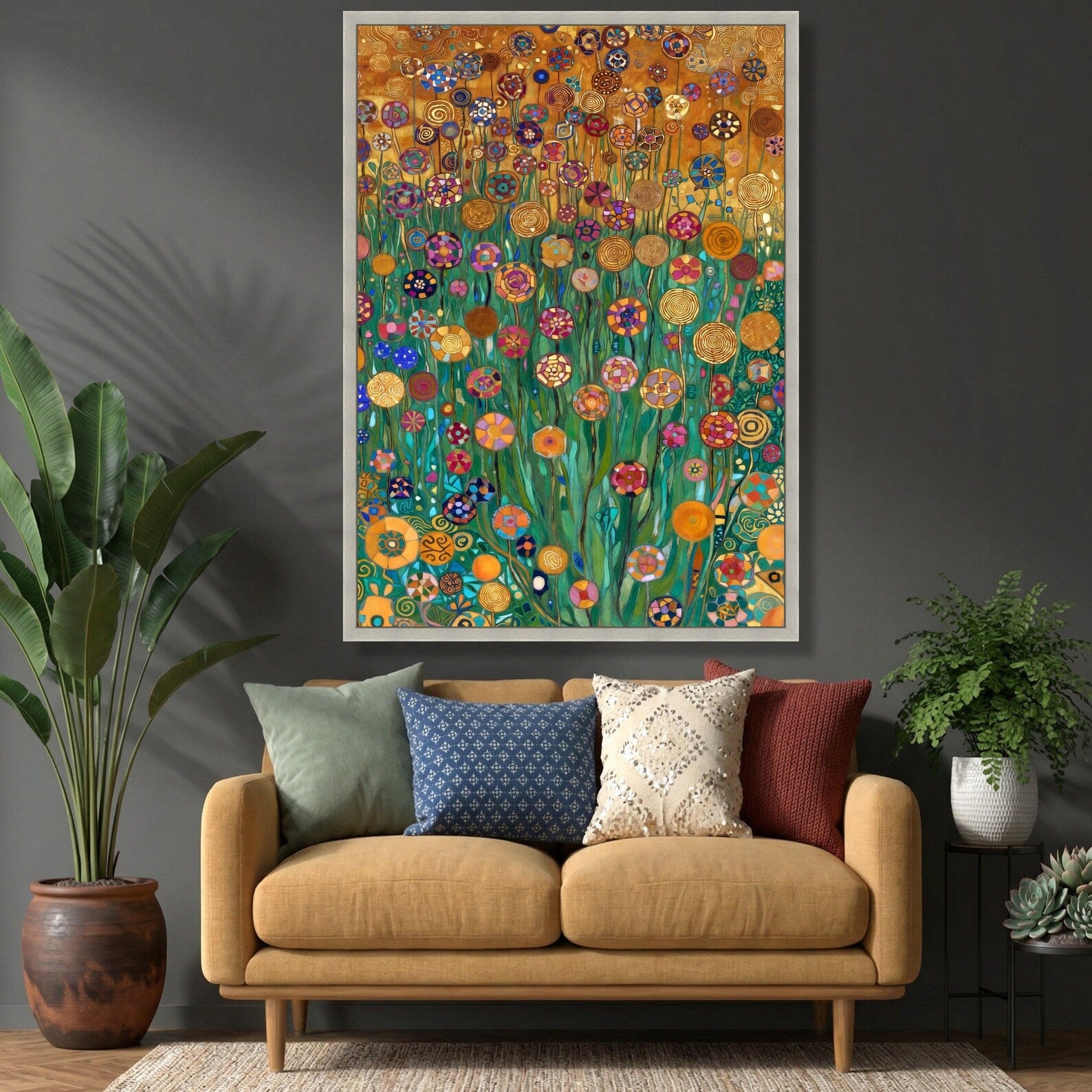Mosaic Flower Garden – Colorful Floral Oil Painting#yy721154