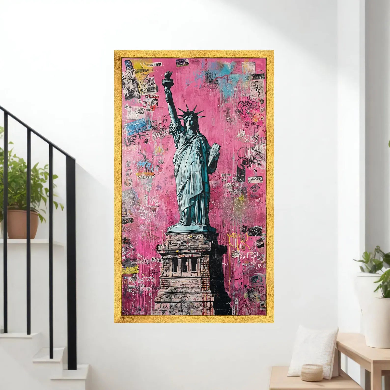Liberty in Pink – New York Graffiti Oil Painting#yy721164