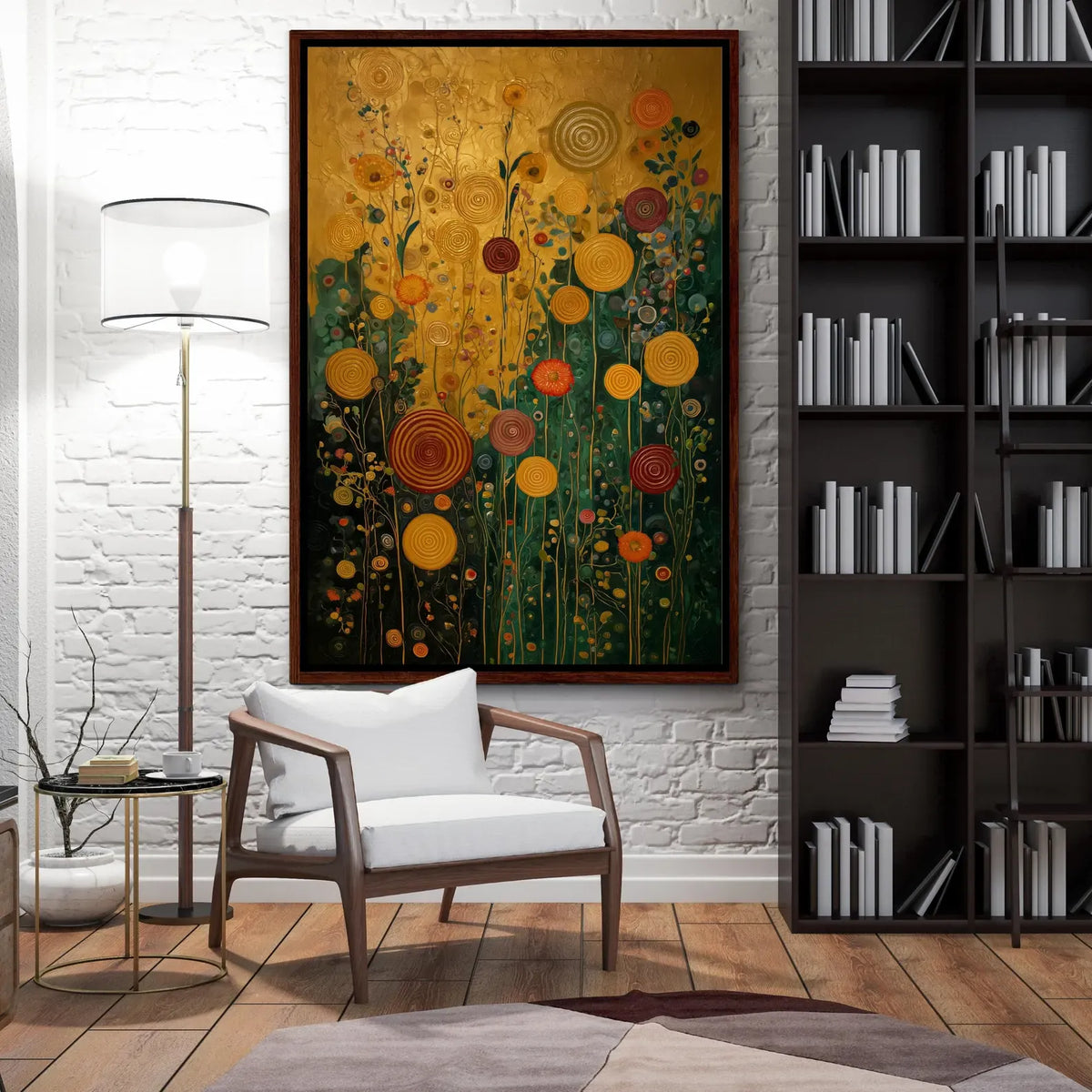 texture Golden Floral Wall Art – Botanical Garden Canvas Painting#yy721169