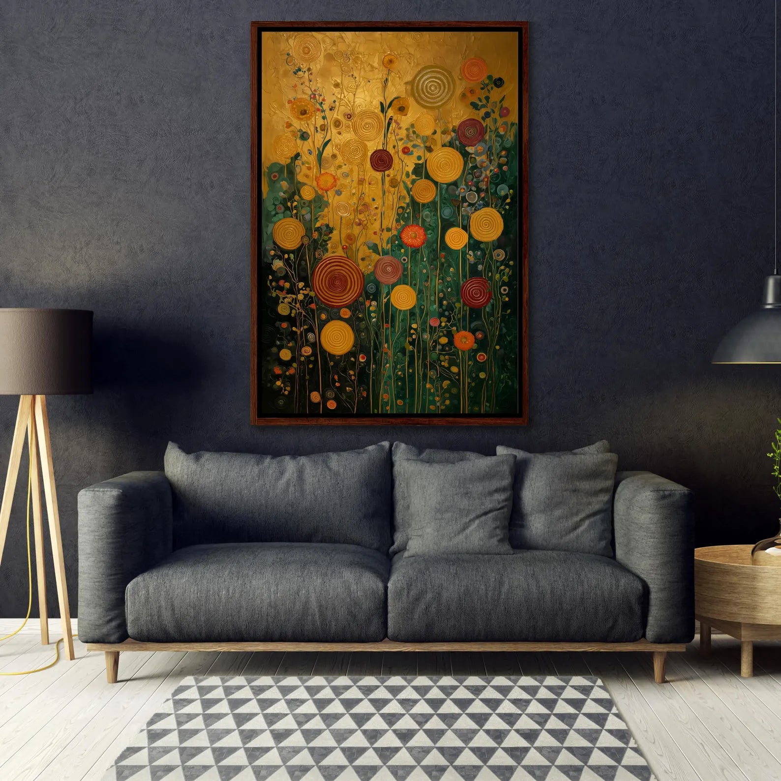 Golden Floral Wall Art – Botanical Garden Canvas Painting#yy721169