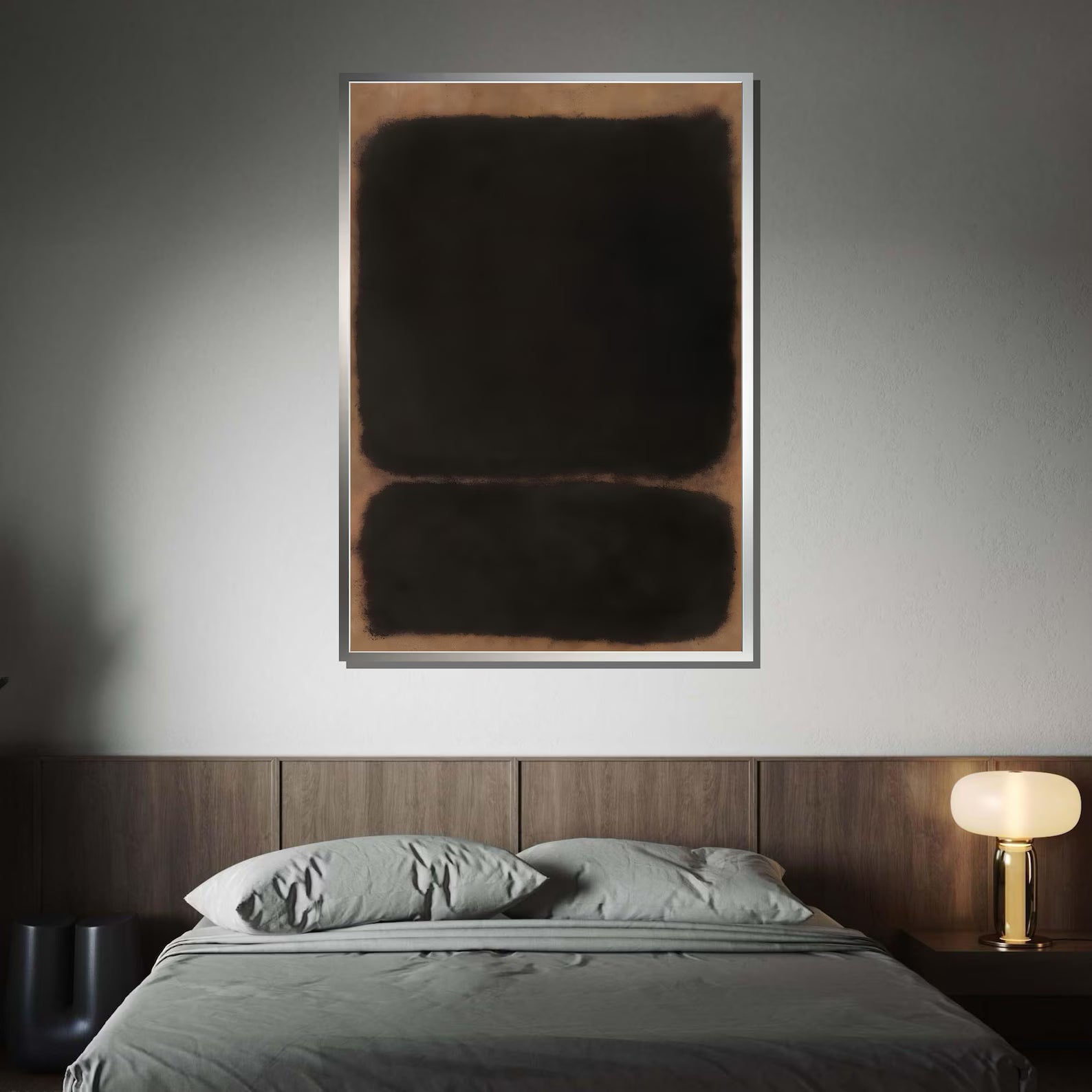 Black Abstract Wall Art – Minimalist Dark Canvas Painting#yy7272