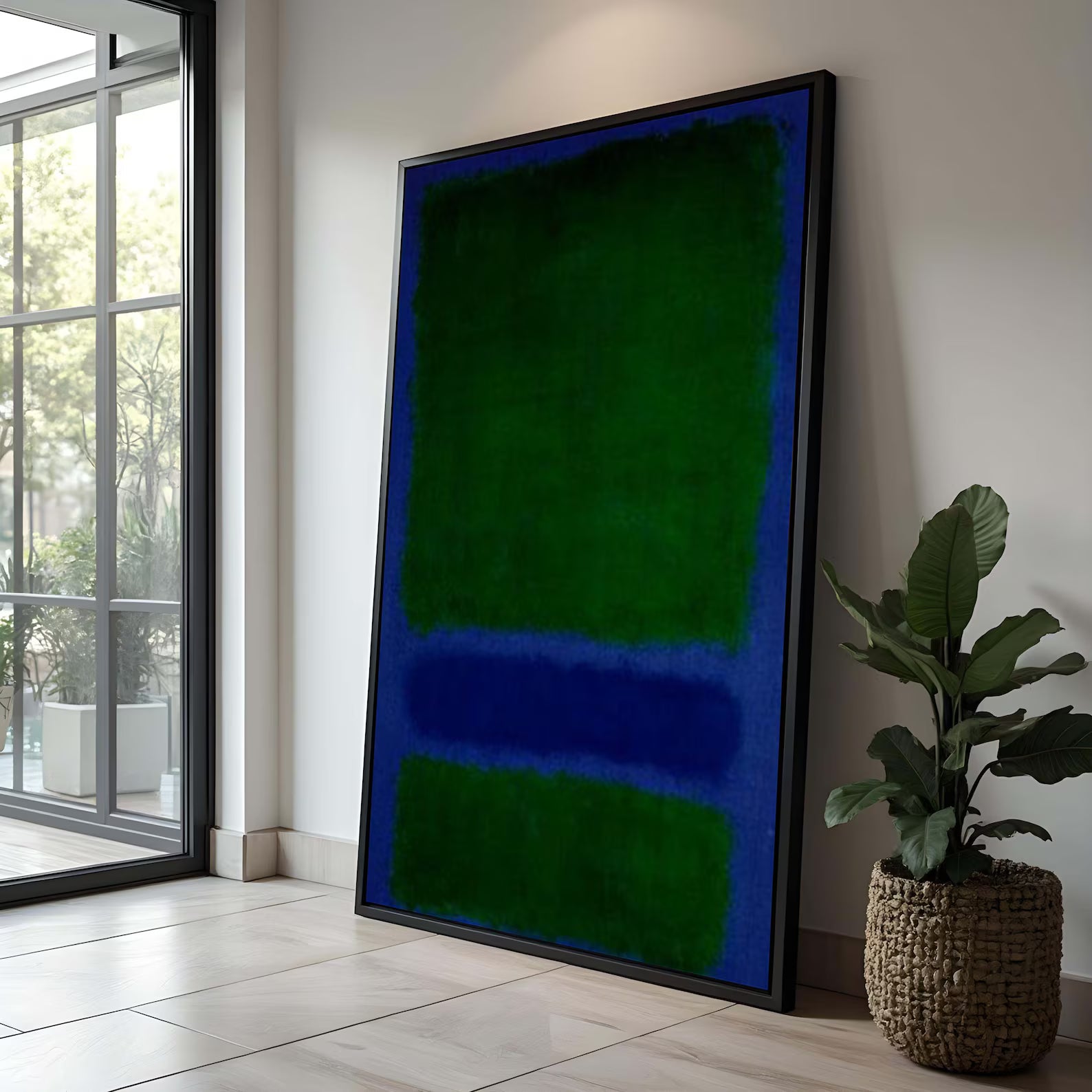 Deep Green Abstract Wall Art – Minimalist Modern Canvas Painting#yy7273