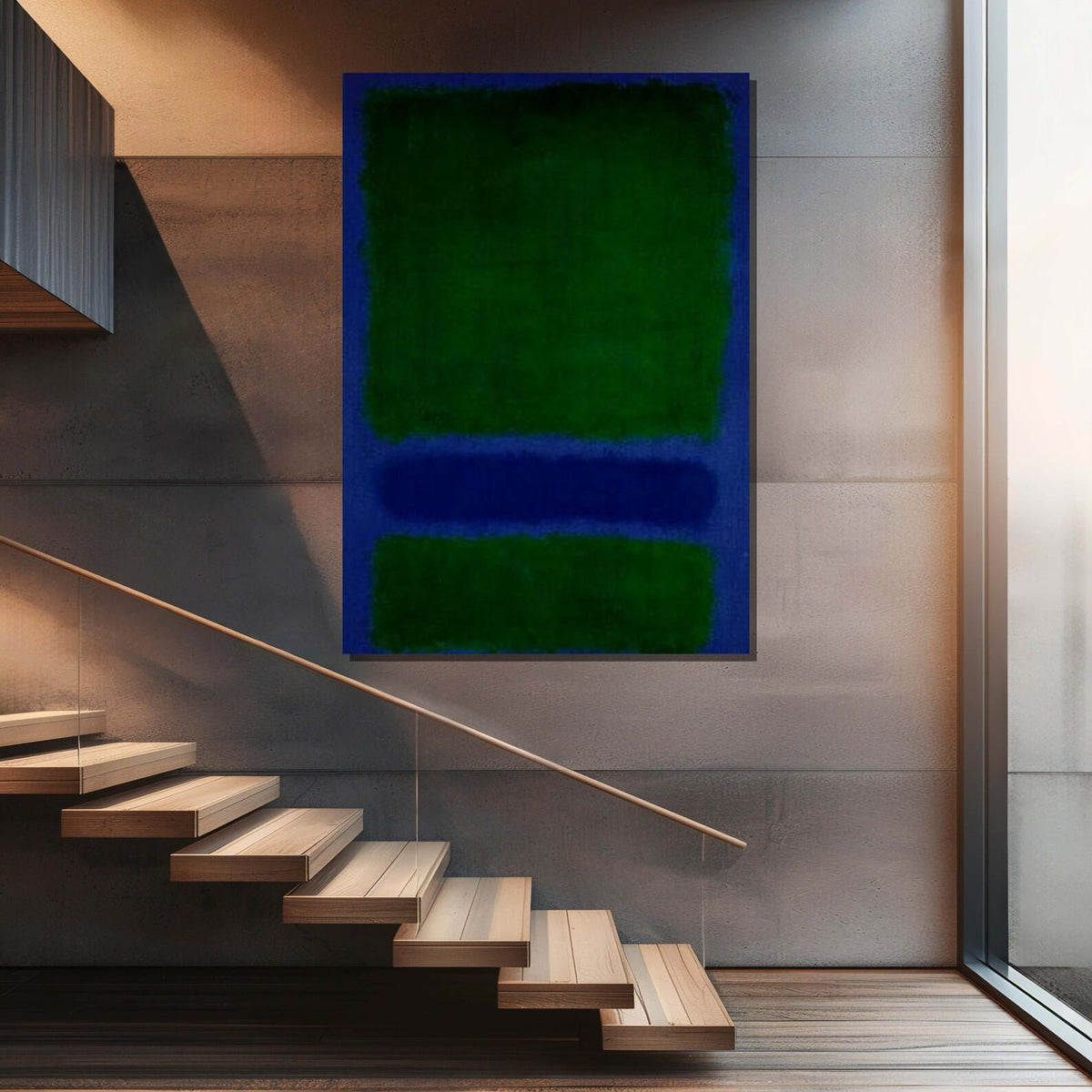 Deep Green Abstract Wall Art – Minimalist Modern Canvas Painting#yy7273
