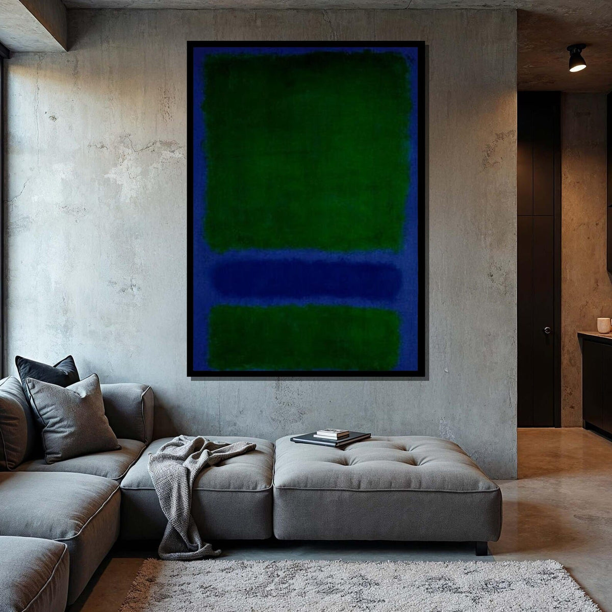 Deep Green Abstract Wall Art – Minimalist Modern Canvas Painting#yy7273