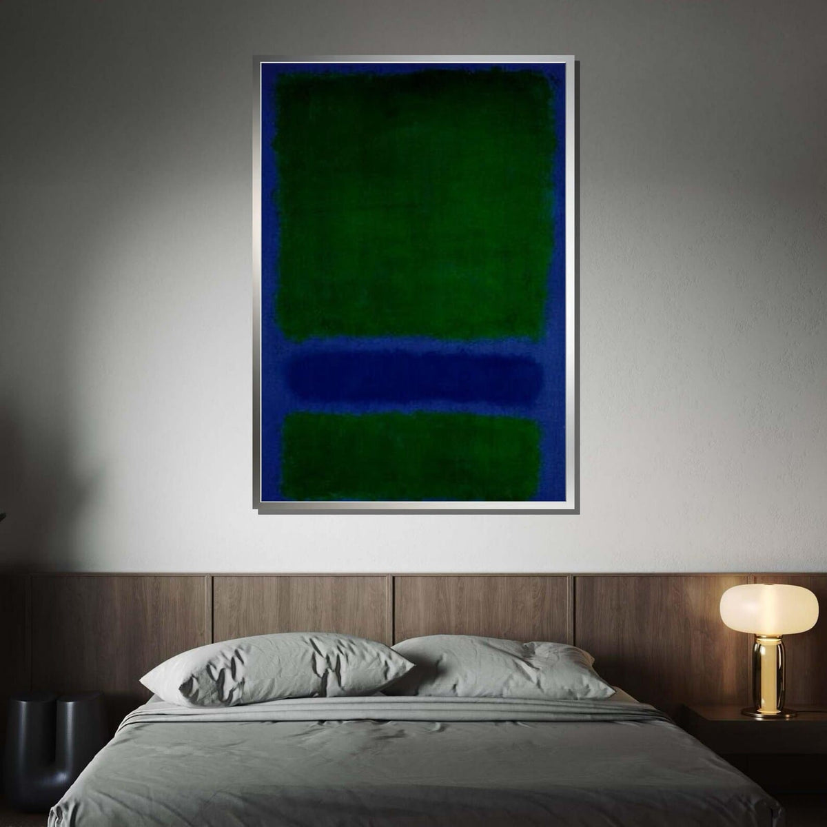 Deep Green Abstract Wall Art – Minimalist Modern Canvas Painting#yy7273