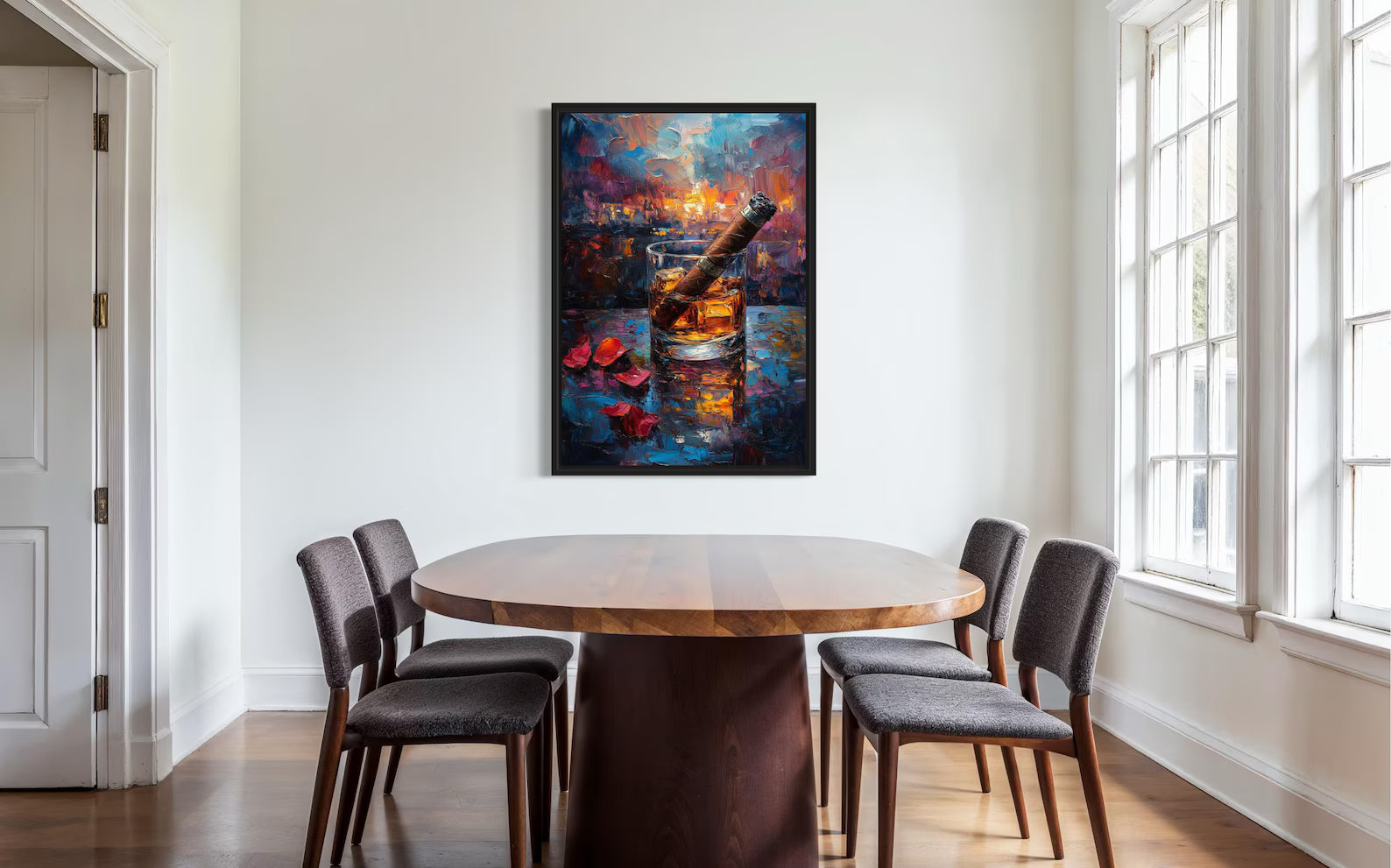 Whiskey Wall Art – Luxury Bourbon Glass Canvas Painting#yy7281