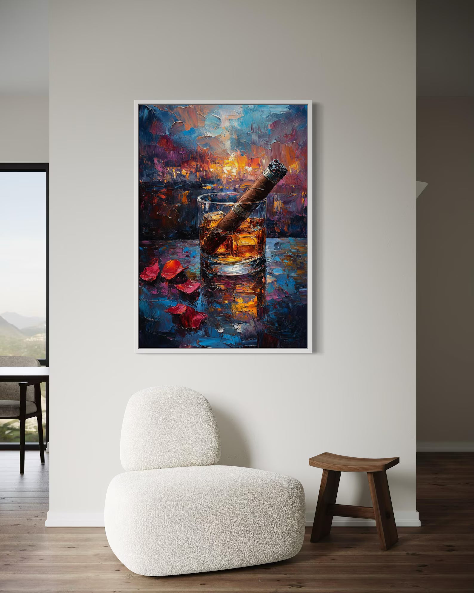 Whiskey Wall Art – Luxury Bourbon Glass Canvas Painting#yy7281