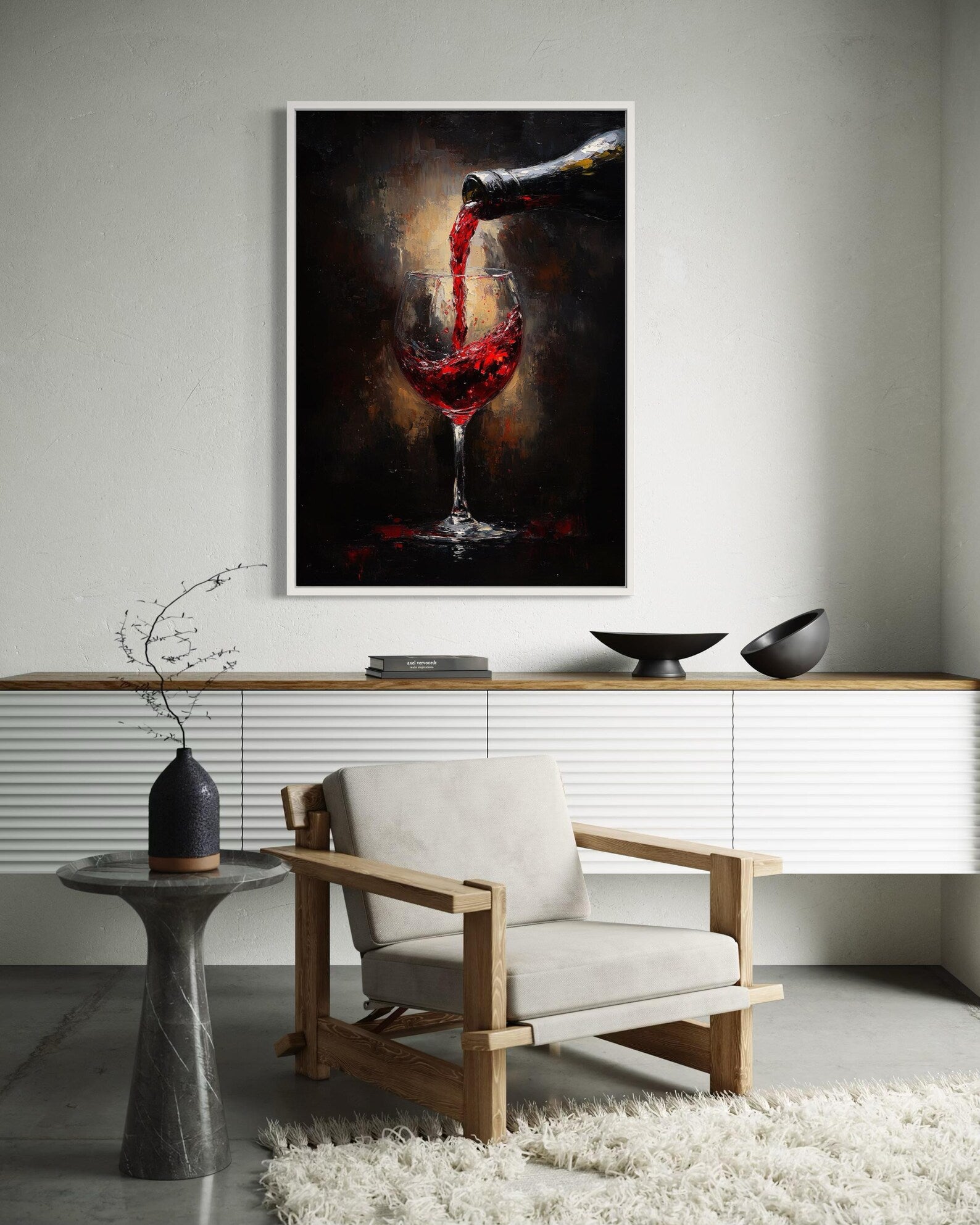 Wine Wall Art – Red Wine Glass Vintage Canvas Painting#yy7282