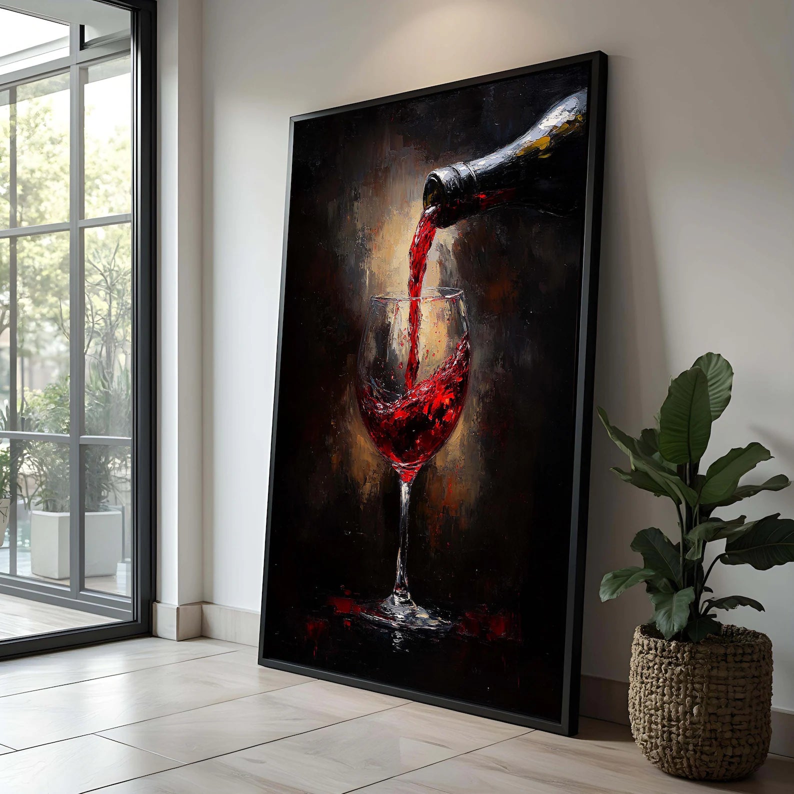 Wine Wall Art – Red Wine Glass Vintage Canvas Painting#yy7282