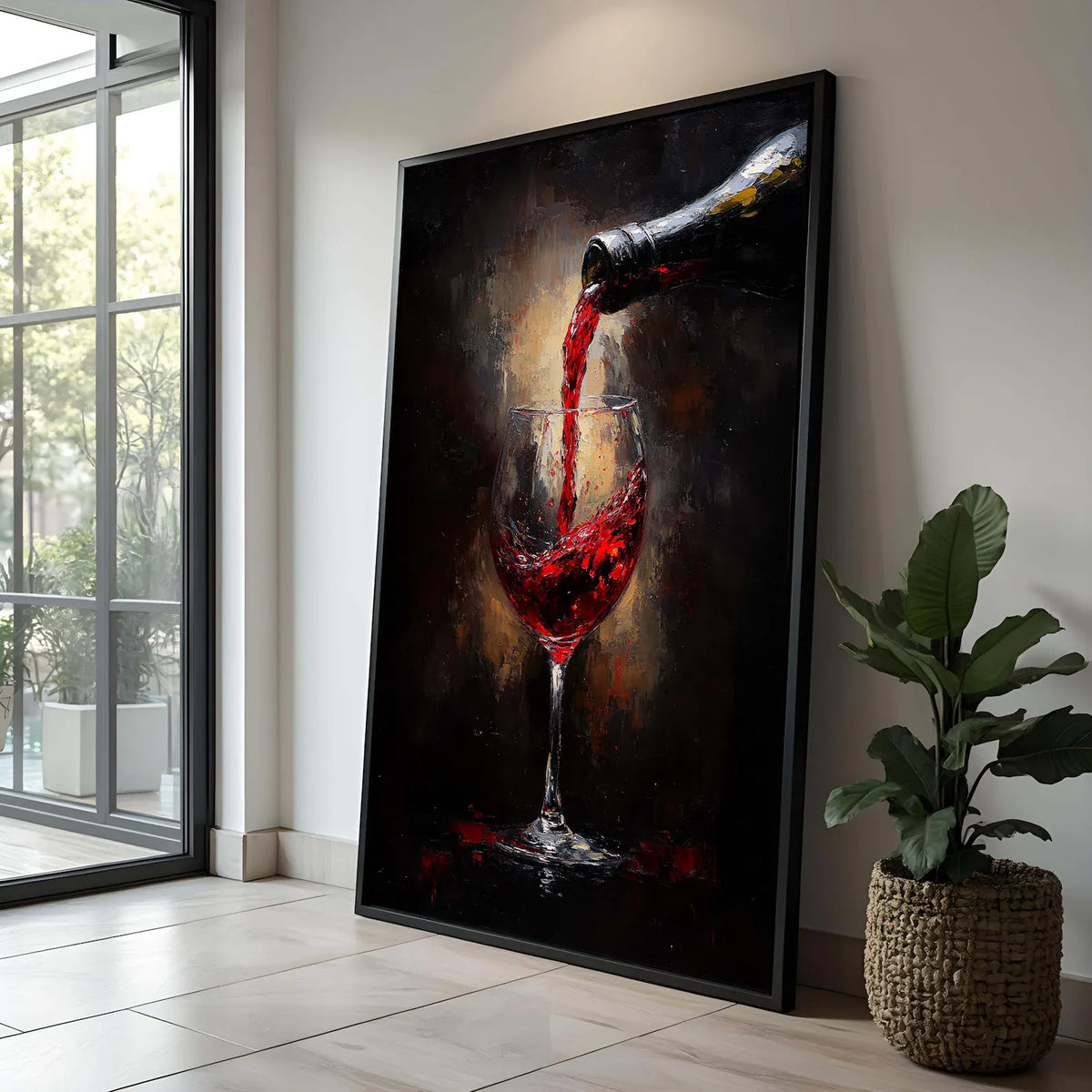 Wine Wall Art – Red Wine Glass Vintage Canvas Painting#yy7282