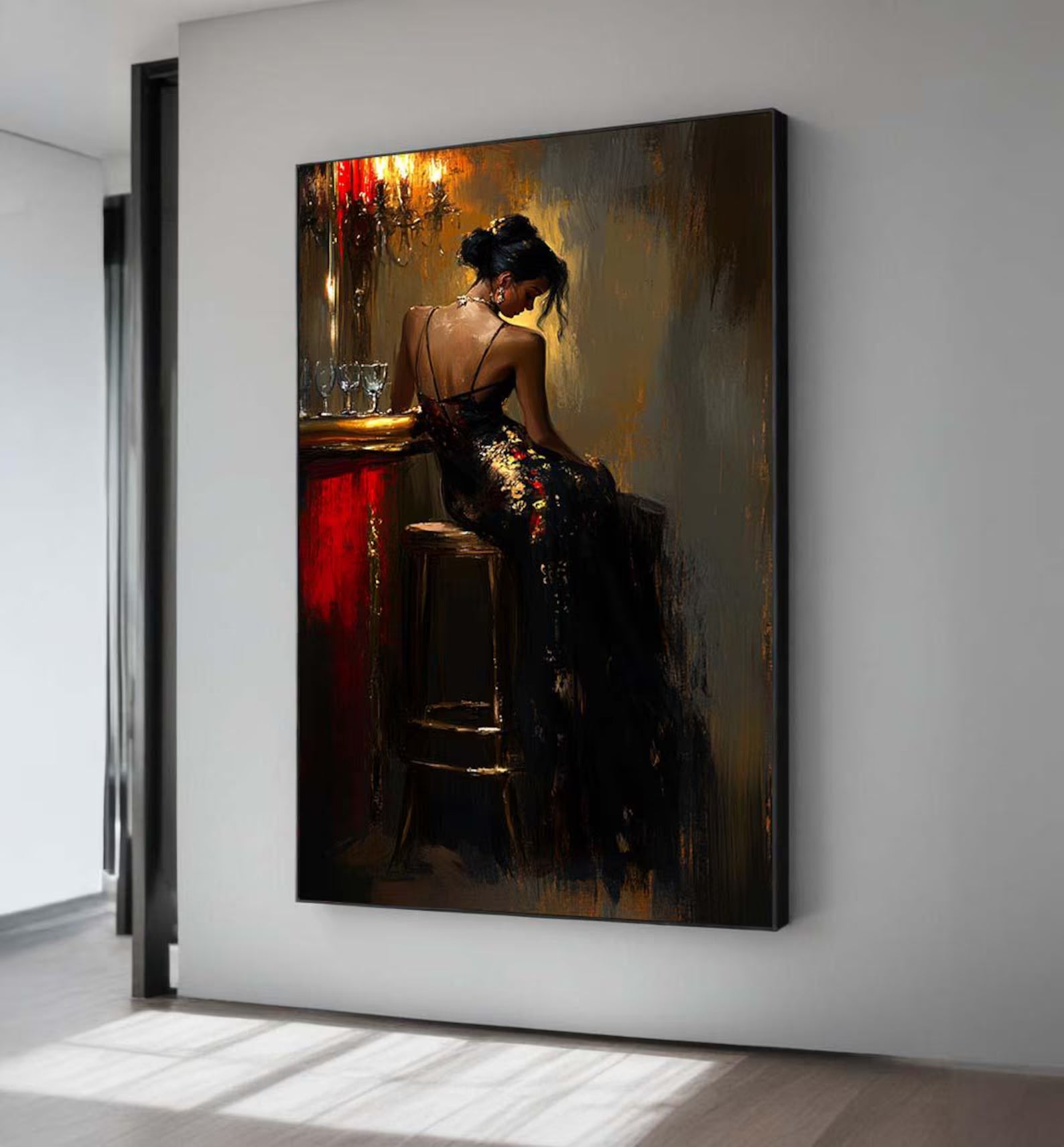 Elegant Woman Wall Art – Vintage Figurative Canvas Painting#yy7283