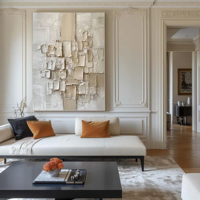 White Textured Abstract Wall Art – 3D Modern Canvas Painting#yy7285