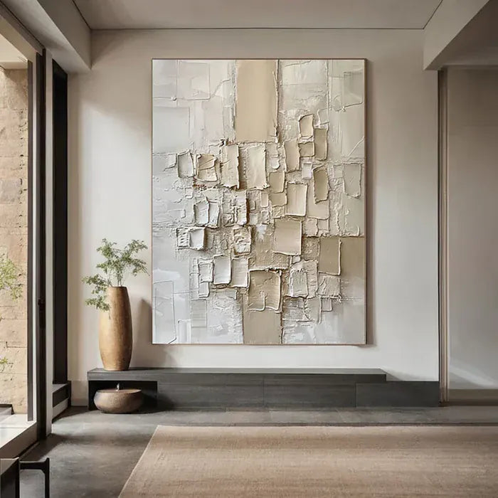 White Textured Abstract Wall Art – 3D Modern Canvas Painting#yy7285