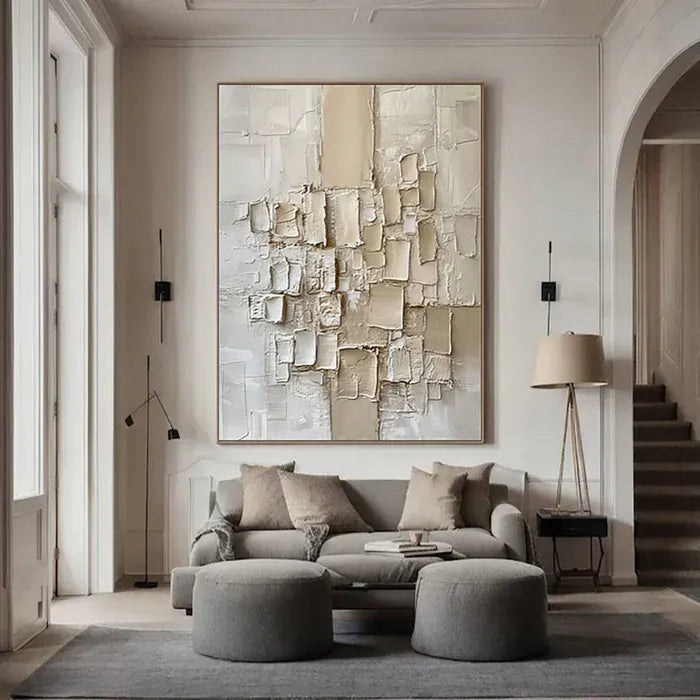 White Textured Abstract Wall Art – 3D Modern Canvas Painting#yy7285