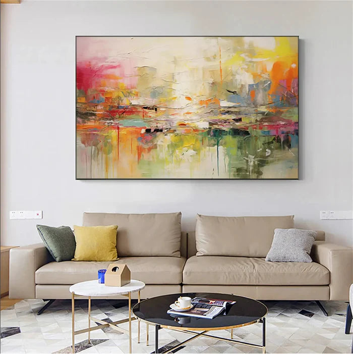 Colorful Abstract Wall Art – Modern Textured Canvas Painting#yy7287