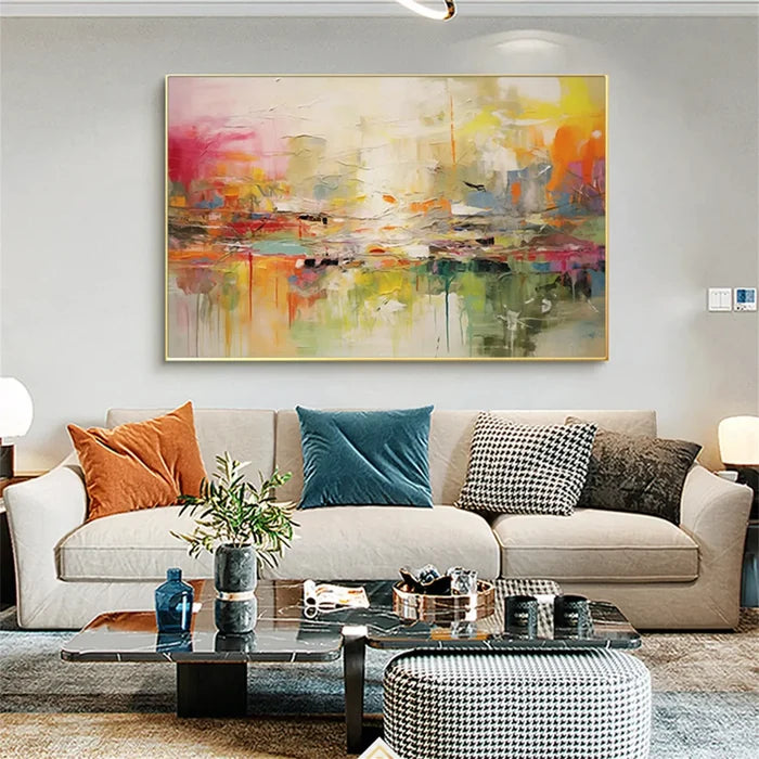 Colorful Abstract Wall Art – Modern Textured Canvas Painting#yy7287