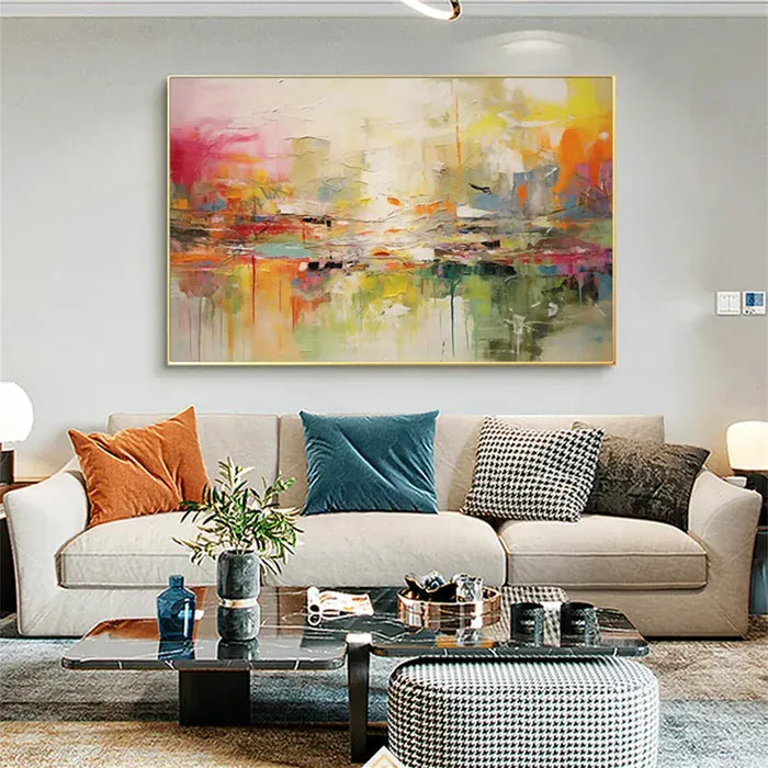 Colorful Abstract Wall Art – Modern Textured Canvas Painting#yy7287