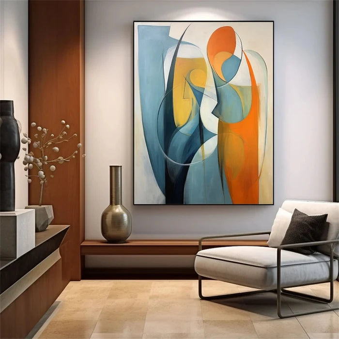 Modern Geometric Abstract Wall Art – Colorful Canvas Painting#yy7289