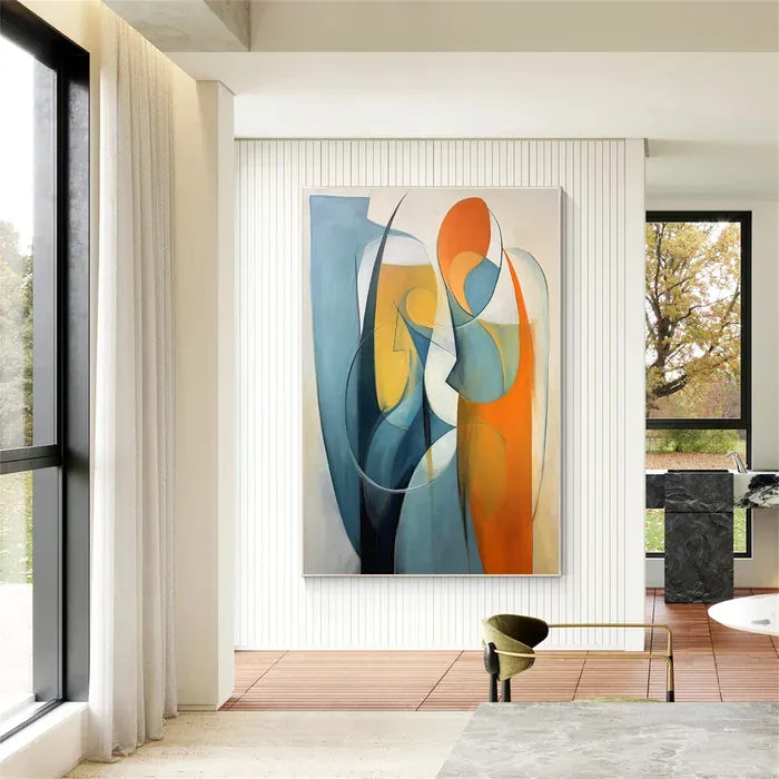 Modern Geometric Abstract Wall Art – Colorful Canvas Painting#yy7289