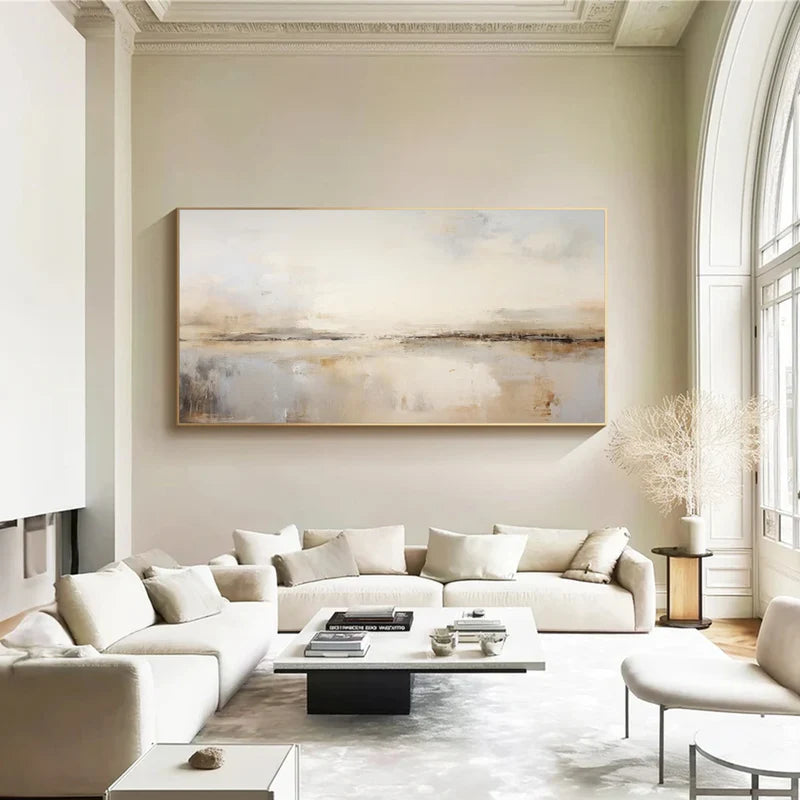 Neutral Abstract Landscape Wall Art – Minimalist Canvas Painting#yy7290