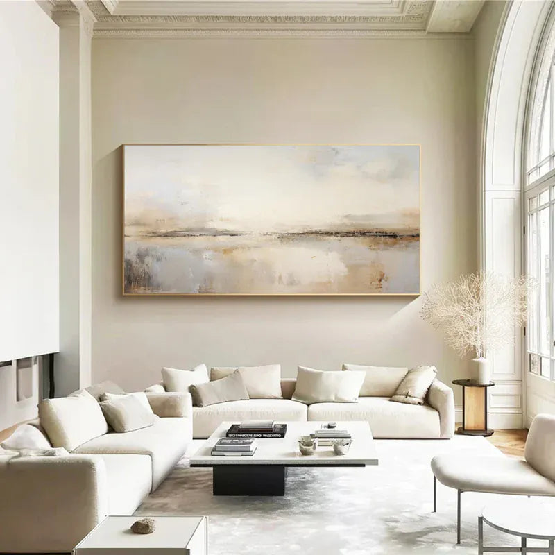 Neutral Abstract Landscape Wall Art – Minimalist Canvas Painting#yy7290