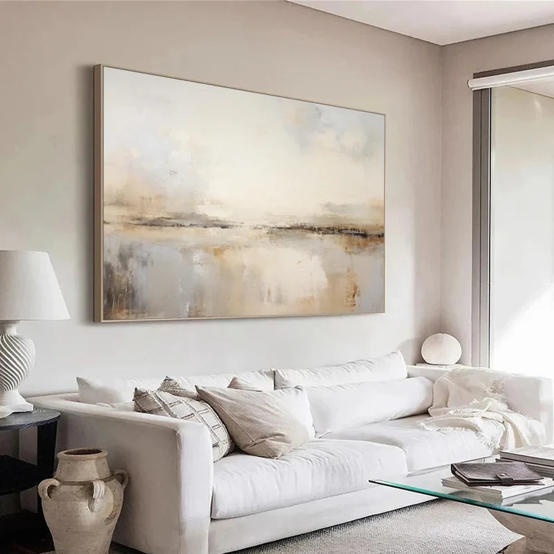 Neutral Abstract Landscape Wall Art – Minimalist Canvas Painting#yy7290