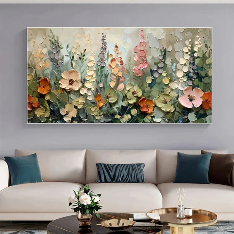 3D Floral Wall Art – Textured Flower Canvas Painting#yy7291
