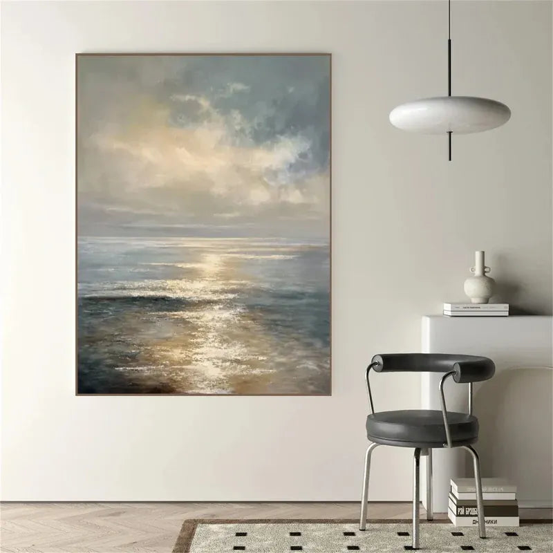 Ocean Sunset Wall Art – Coastal Seascape Canvas Painting#yy7293