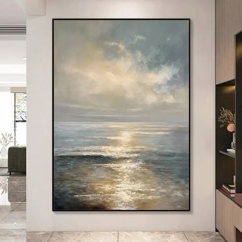 Ocean Sunset Wall Art – Coastal Seascape Canvas Painting#yy7293