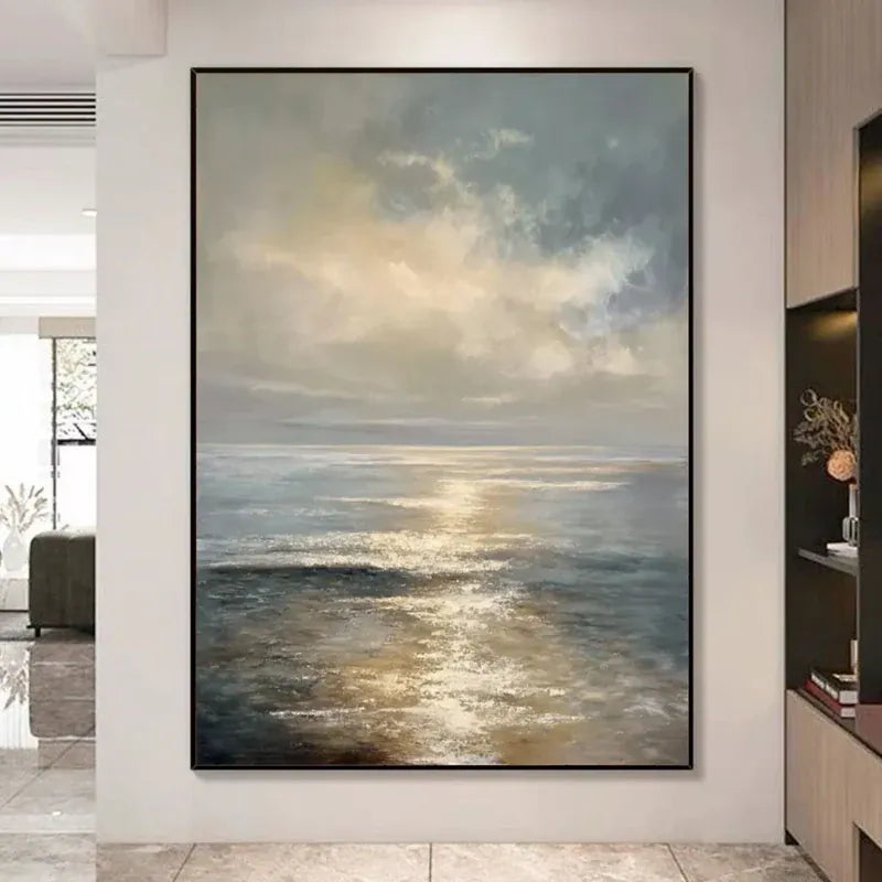 Ocean Sunset Wall Art – Coastal Seascape Canvas Painting#yy7293