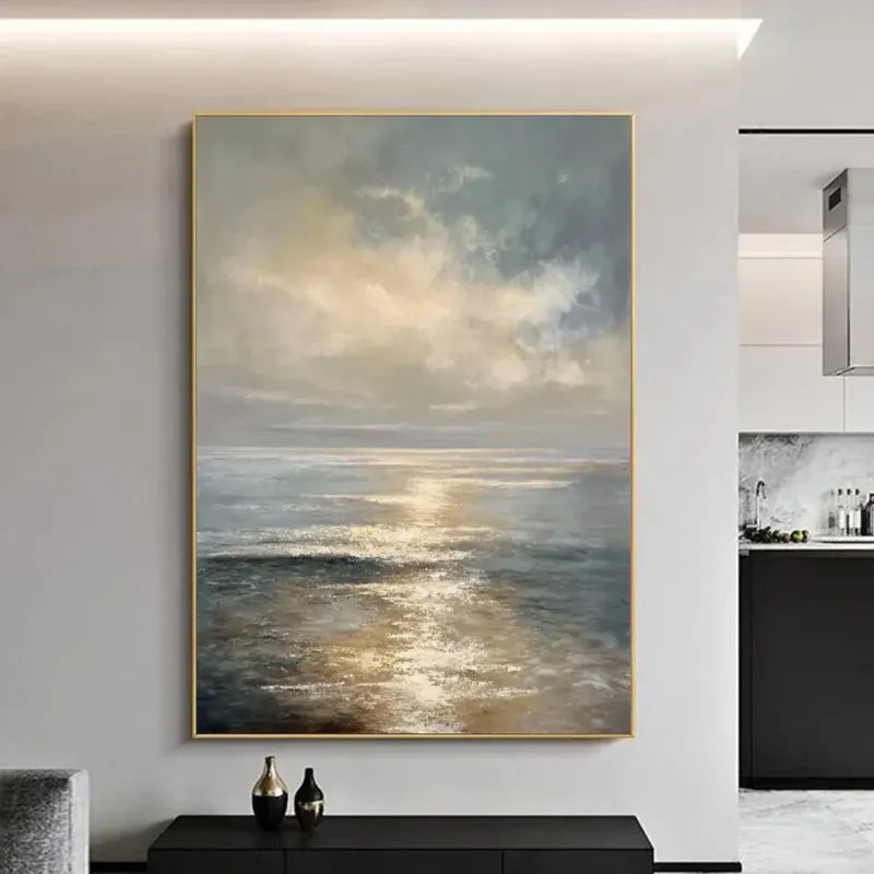 Ocean Sunset Wall Art – Coastal Seascape Canvas Painting#yy7293