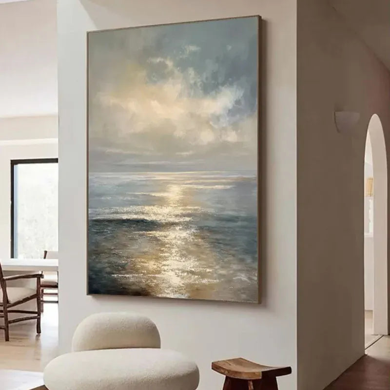 Ocean Sunset Wall Art – Coastal Seascape Canvas Painting#yy7293