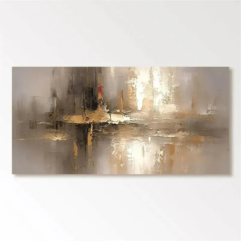 Gold Gray Abstract Wall Art – Modern Textured Canvas Painting#yy7297