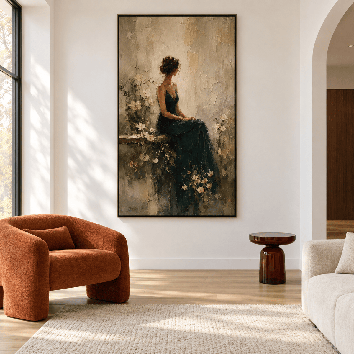 texture Woman in Green Dress Wall Art – A Quiet Moment#yy91601