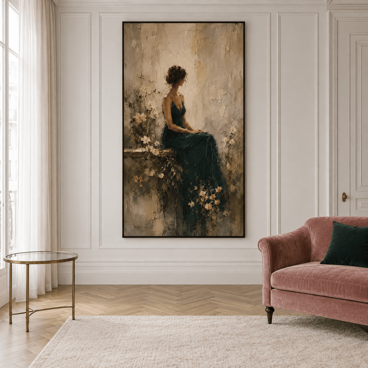 Woman in Green Dress Wall Art – A Quiet Moment#yy91601