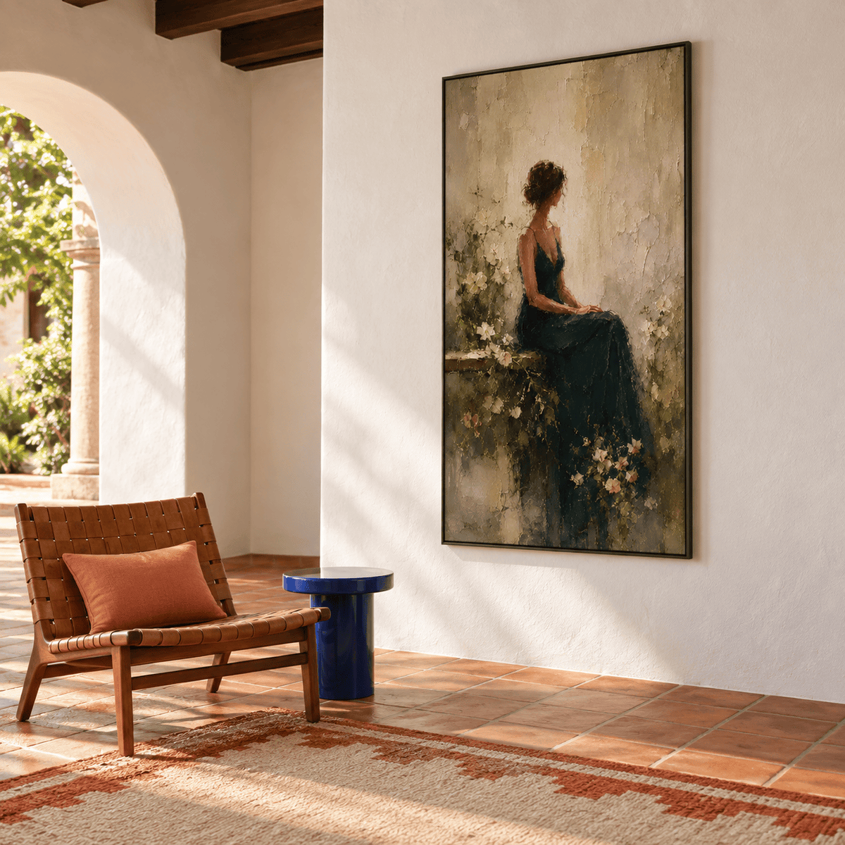 Woman in Green Dress Wall Art – A Quiet Moment#yy91601