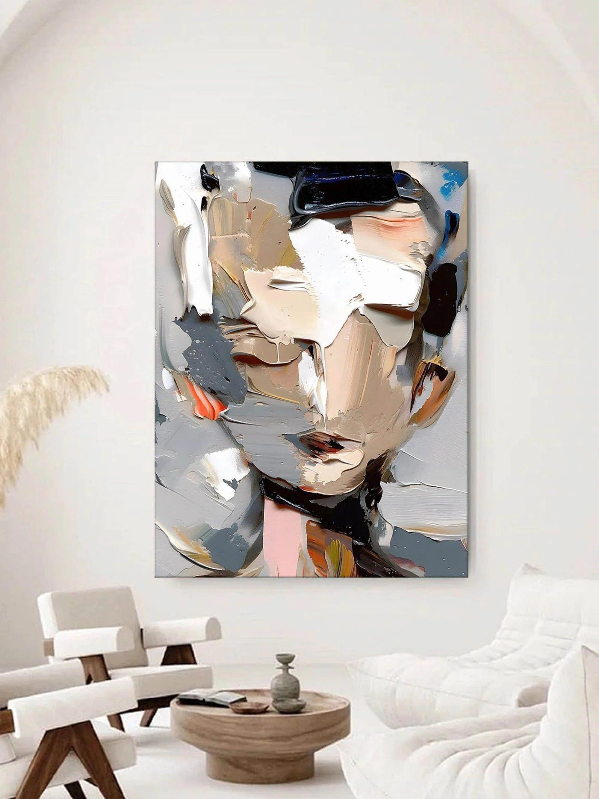 Abstract Portrait-Vertical Three-Dimensional Abstract Portrait Texture Wall Art - artextured