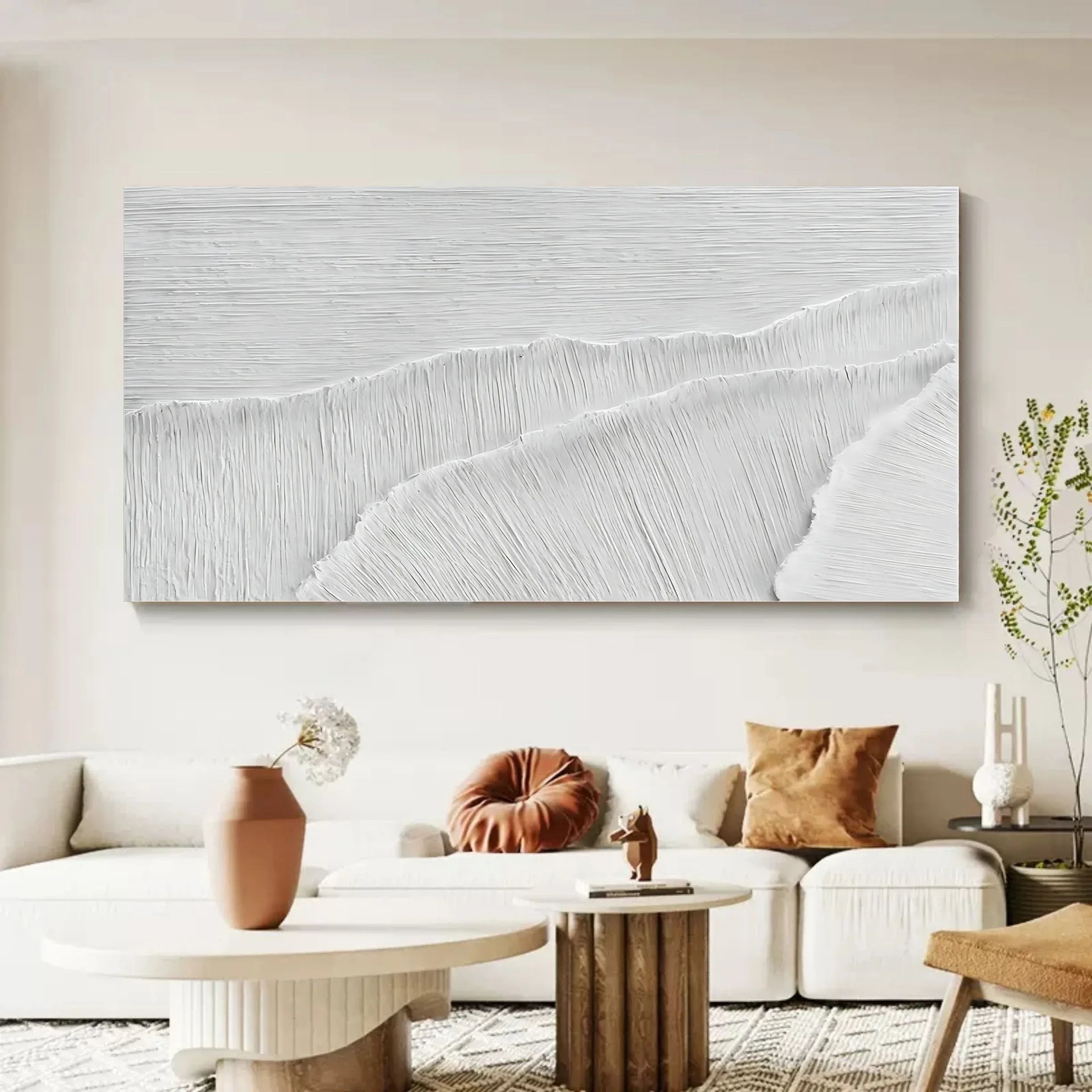 Ivory Serenity Horizons-Modern Minimalist Pure White Texture Abstract Wall Art - artextured