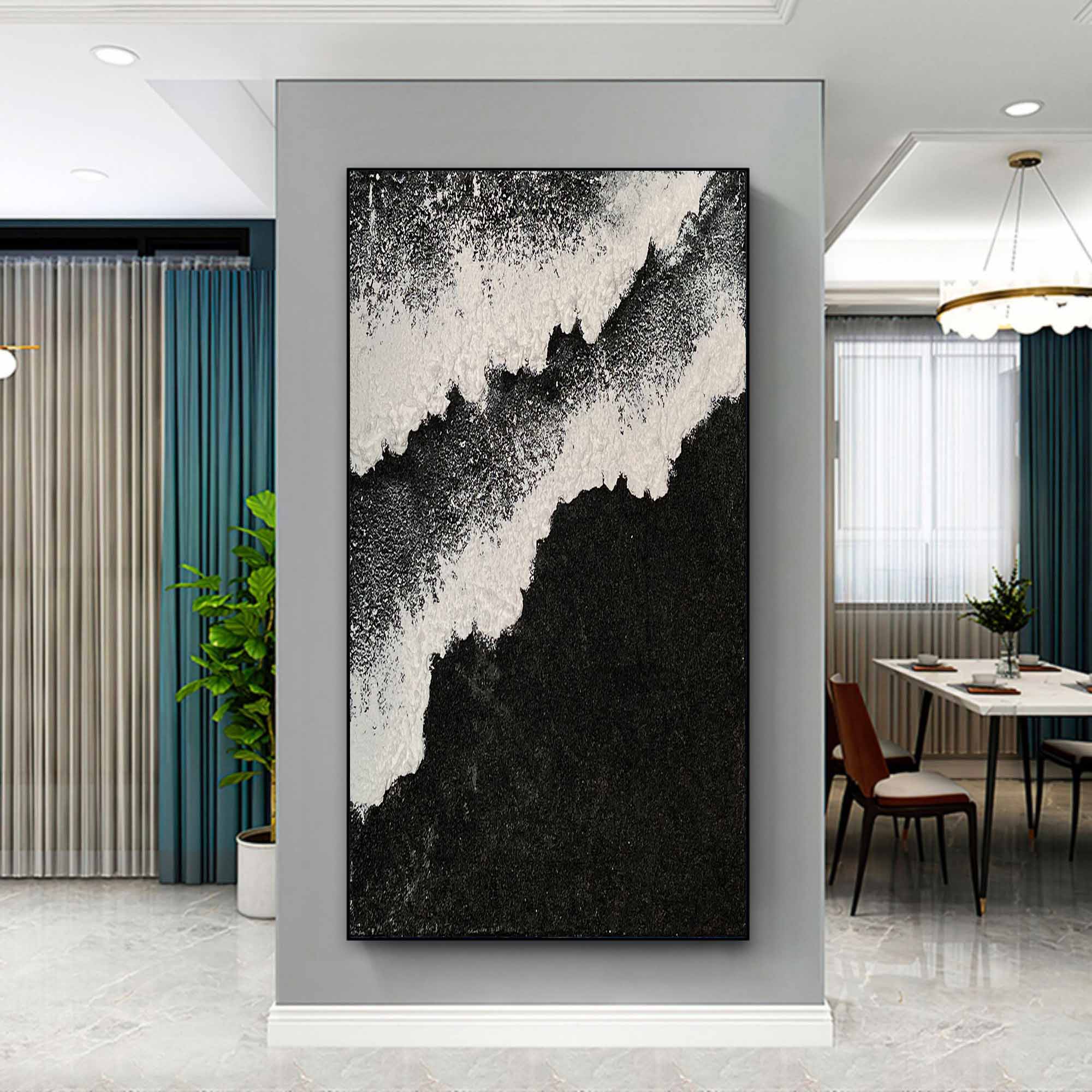 Ethereal Waves Vertical Art-Abstract Wall Art of Wave Texture in Modern Interior Design